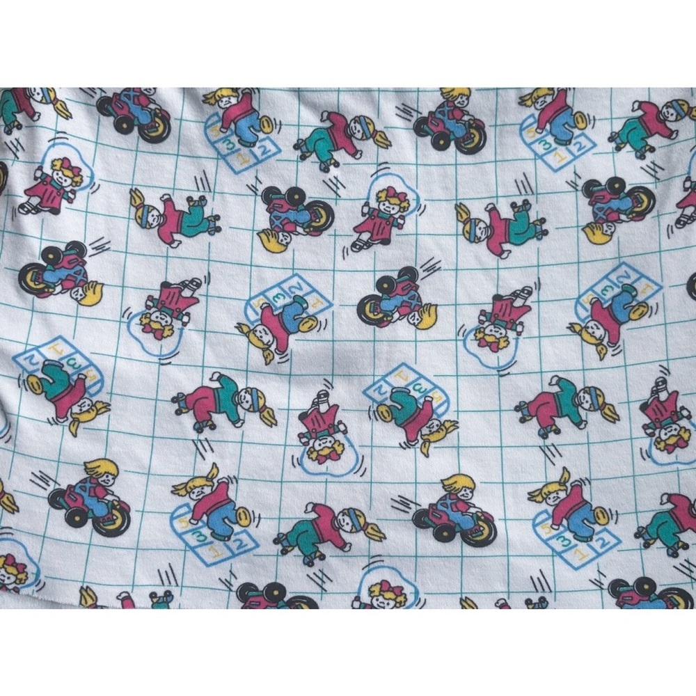 Vintage Kids Playing Blonde Girl Fabric Material Stretchy Twee Novelty Fun